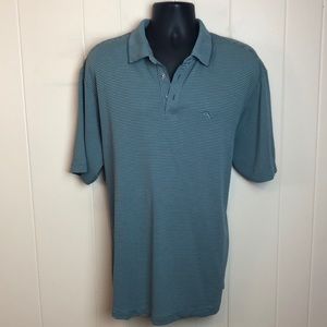 Tommy Bahama Shirt Shortsleeve Polo Henley Ribbed Dusty Teal Sz XL Extra Large